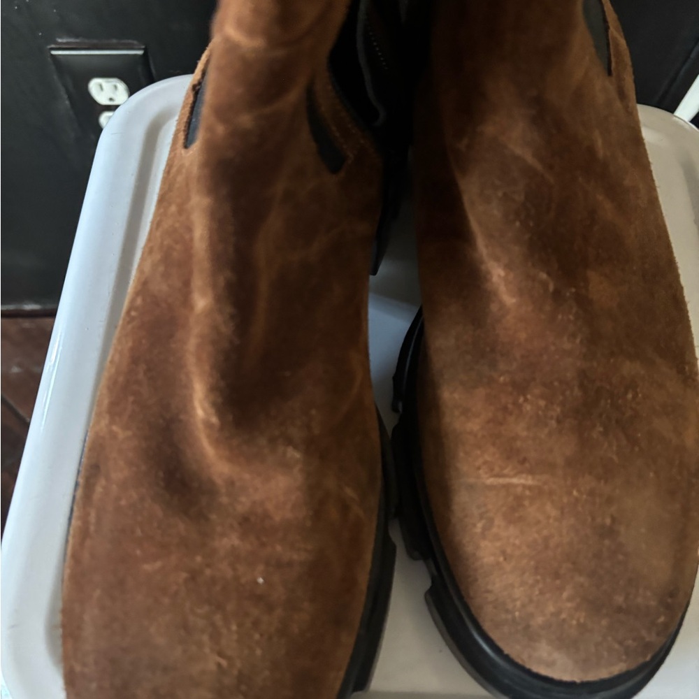 Free People Brown Suede Combat Boots